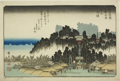Campana della sera a Ikegami (Ikegami no bansho), dalla serie "Otto vedute nei dintorni di Edo (Edo kinko hakkei no uchi)" da Utagawa Hiroshige