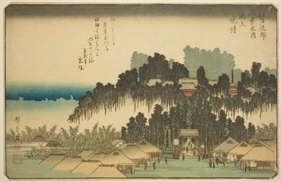 Campana della sera a Ikegami (Ikegami no bansho), dalla serie "Otto vedute nei dintorni di Edo (Edo kinko hakkei no uchi)" da Utagawa Hiroshige