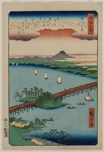 Bagliore Serale a Seta, dalla serie Otto Vedute di Ōmi da Utagawa Hiroshige