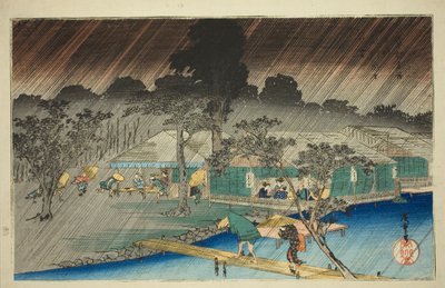 Doccia serale alla riva del fiume Tadasu (Tadasugawara no yudachi), dalla serie "Luoghi famosi di Kyoto (Kyoto meisho no uchi)" da Utagawa Hiroshige