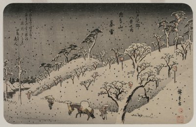 Neve serale sulla collina di Asuka, dalla serie Otto vedute dei dintorni di Edo, c. 1837-38 da Utagawa Hiroshige