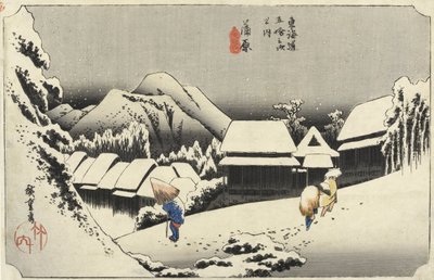 Neve serale a Kambara, No.16 dalle 53 Stazioni del Tokaido, pub. da Hoeido, 1833 da Utagawa Hiroshige