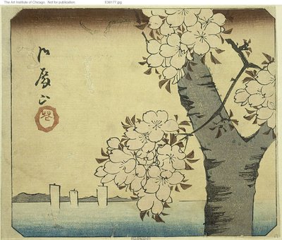 Fiori a Goten Hill, sezione di un foglio dalla serie "Ritagli di luoghi famosi di Edo" da Utagawa Hiroshige