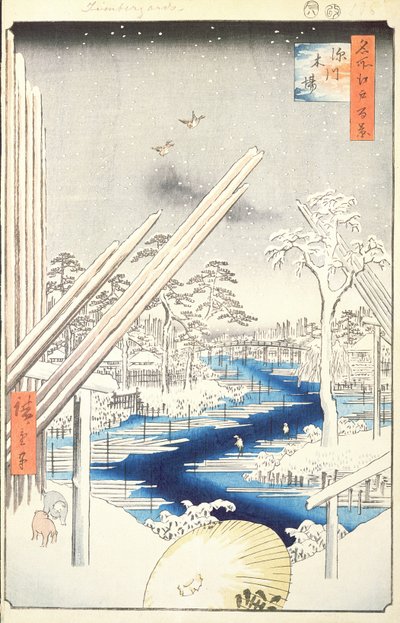 Depositi di legname di Fukagawa, n.106 da Cento famosi vedute di Edo, 1856 da Utagawa Hiroshige