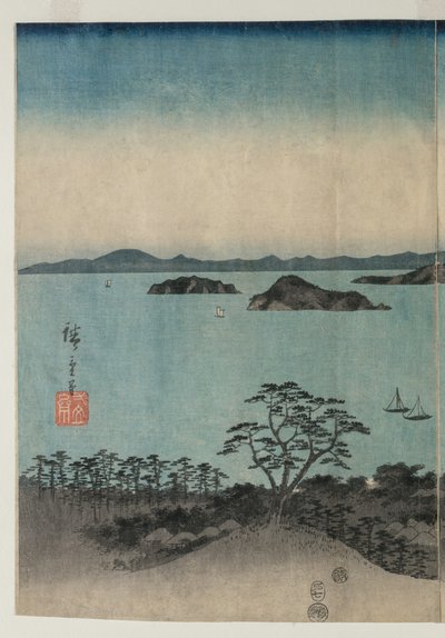 Luna piena su Kanazawa, Musashi da Utagawa Hiroshige