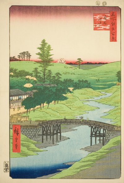 Fiume Furukawa, Hiroo (Hiroo Furukawa), n. 22 della serie "Cento vedute famose di Edo (Meisho Edo hyakkei)". da Utagawa Hiroshige