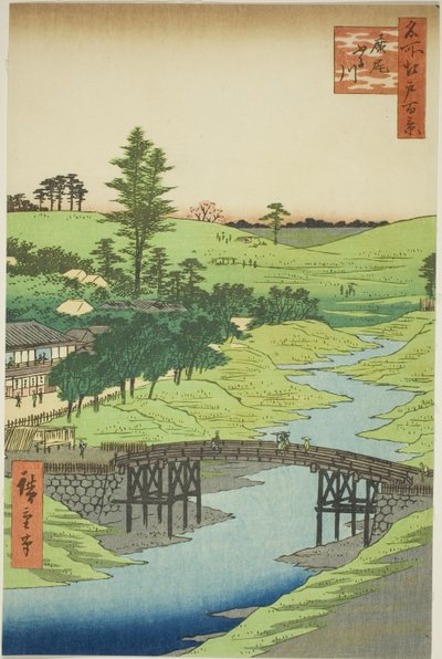 Fiume Furukawa, Hiroo, dalla serie "Cento vedute famose di Edo" da Utagawa Hiroshige