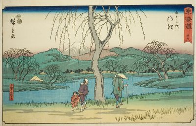 Goyu: Pianura di Motono lungo la vecchia strada (Kokaido Motonogahara)—n. 36, dalla serie "Le cinquantatré stazioni del Tokaido (Tokaido gojusan tsugi)," anche conosciuta come il Reisho Tokaido da Utagawa Hiroshige