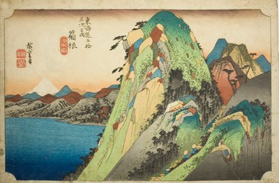 Hakone: vista del lago, dalla serie "Cinquantatré stazioni della strada del Tokaido" da Utagawa Hiroshige