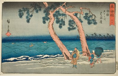 Hamamatsu—No. 30, dalla serie "Le cinquantatré stazioni del Tokaido (Tokaido gojusan tsugi)", noto anche come il Reisho Tokaido da Utagawa Hiroshige