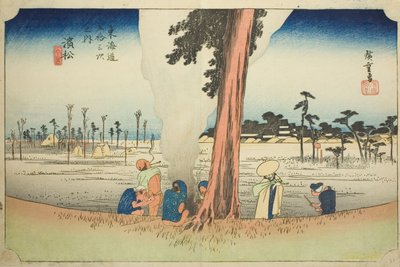 Hamamatsu: Scena invernale (Hamamatsu, fuyugare no zu), dalla serie "Le cinquantatré stazioni del Tokaido (Tokaido gojusan tsugi no uchi)," conosciuta anche come il Tokaido di Hoeido da Utagawa Hiroshige