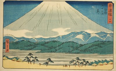 Hara—No. 14, dalla serie "Le cinquantatré stazioni del Tokaido (Tokaido gojusan tsugi)," noto anche come il Reisho Tokaido da Utagawa Hiroshige