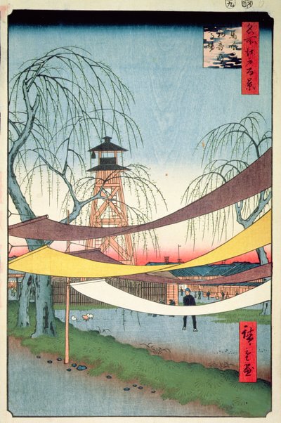 Campo di Equitazione di Hatsune, Bakuro-cho, No.6 da Cento Vedute di Edo, 1857 da Utagawa Hiroshige