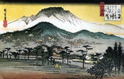 Hiroshige - 8 vedute di Omi - Quarta campana della sera, tempio di Mii da Utagawa Hiroshige