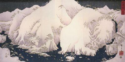 Hiroshige, Un fiume tra montagne innevate da Utagawa Hiroshige