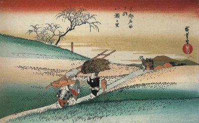 Hiroshige Donne che camminano su una strada attraverso i campi da Utagawa Hiroshige