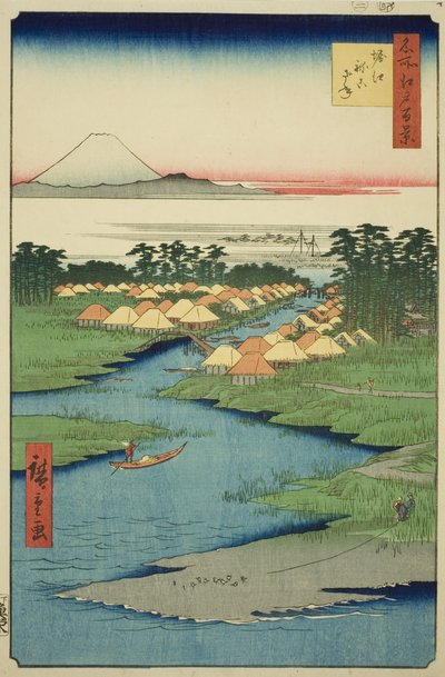 Horie e Nekozane, dalla serie "Cento famosi vedute di Edo (Meisho Edo hyakkei)" da Utagawa Hiroshige
