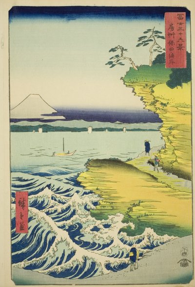 Spiaggia di Hota nella provincia di Awa (Boshu Hota no kaigan), dalla serie "Trentasei vedute del Monte Fuji (Fuji sanjurokkei)" da Utagawa Hiroshige