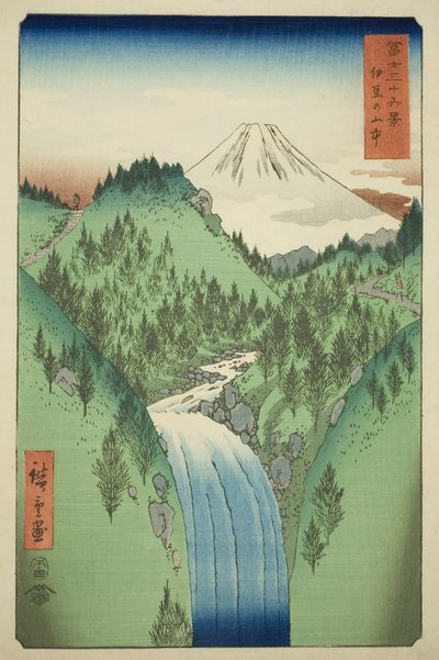 Nelle montagne della provincia di Izu (Izu no sanchu), dalla serie "Trentasei vedute del Monte Fuji (Fuji sanjurokkei)" da Utagawa Hiroshige