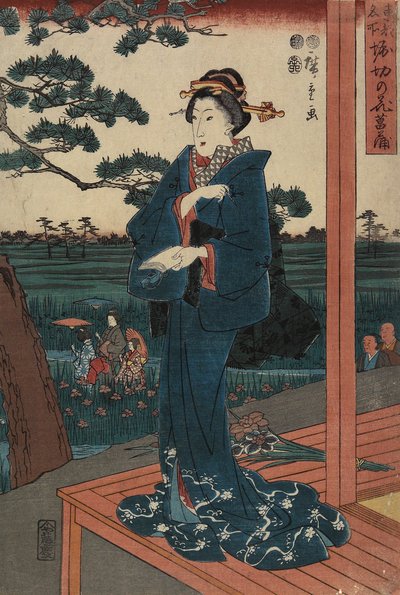Giardino di iris a Horikiri, aprile 1852 da Utagawa Hiroshige
