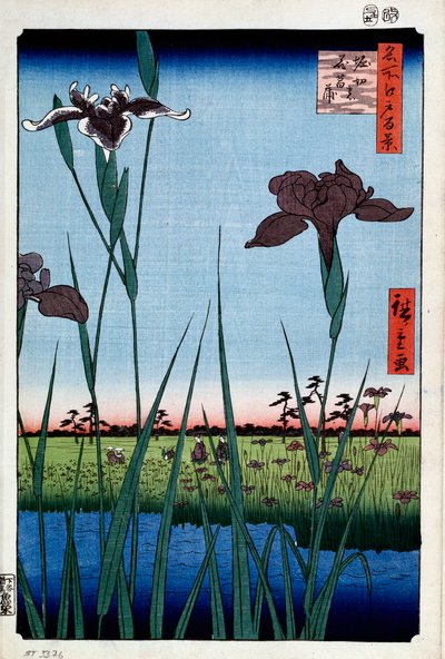 Iris a Horikiri Cento famosi paesaggi di Edo da Utagawa Hiroshige
