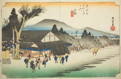 Ishibe: Villaggio di Megawa, dalla serie "Le cinquantatré stazioni del Tokaido" da Utagawa Hiroshige
