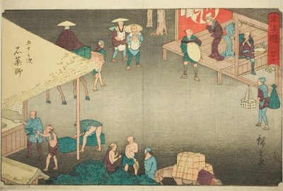Ishiyakushi—No. 45, dalla serie "Le Cinquantatré Stazioni del Tokaido (Tokaido gojusan tsugi)", noto anche come il Tokaido Reisho da Utagawa Hiroshige