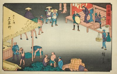 Ishiyakushi—No. 45, dalla serie "Le cinquantatré stazioni del Tokaido (Tokaido gojusan tsugi)", noto anche come il Reisho Tokaido da Utagawa Hiroshige