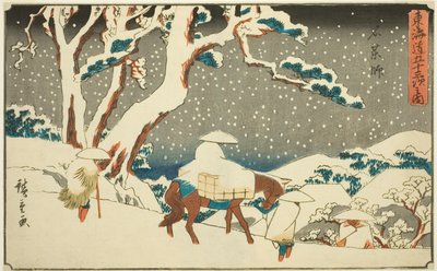 Ishiyakushi, dalla serie "Le cinquantatré stazioni del Tokaido (Tokaido gojusan tsugi no uchi)", conosciuta anche come il Gyosho Tokaido da Utagawa Hiroshige