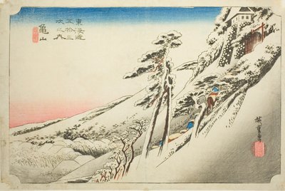 Kameyama: Schiarita dopo la neve (Kameyama, yukibare), dalla serie "Le cinquantatré stazioni del Tokaido (Tokaido gojusan tsugi no uchi)," anche conosciuta come il Hoeido Tokaido da Utagawa Hiroshige