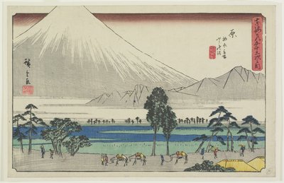 Area di sosta di Kashiwahara presso lo stagno con vista sul Monte Fuji, Hara, 1841-1842 da Utagawa Hiroshige