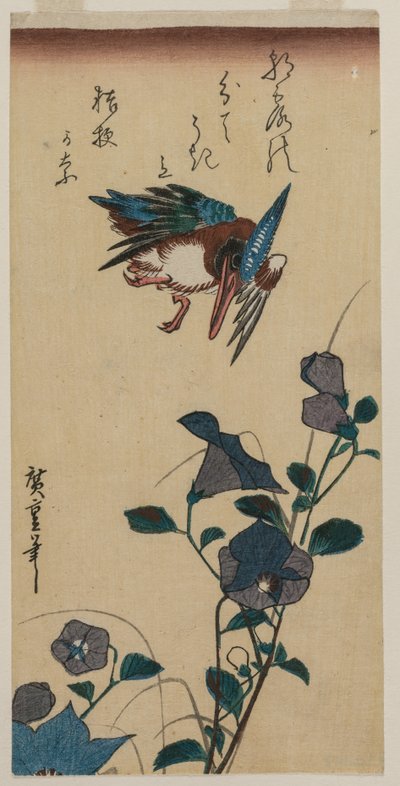 Martin pescatore e campanule cinesi da Utagawa Hiroshige