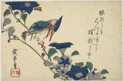 Martin pescatore e campanule da Utagawa Hiroshige