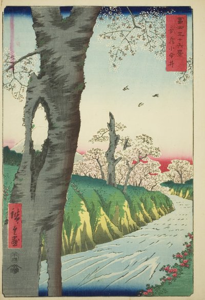 Koganei nella Provincia di Musashi (Musashi Koganei), dalla serie "Trentasei Vedute del Monte Fuji (Fuji sanjurokkei)" da Utagawa Hiroshige