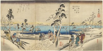 Koto meisho Sumida-gawa yuki-mi no zu san-mai tsuzuki da Utagawa Hiroshige
