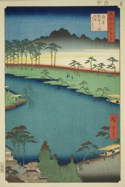 Santuario Kumano Junisha a Tsunohazu, noto come Juniso, dalla serie "Cento famosi vedute di Edo" da Utagawa Hiroshige