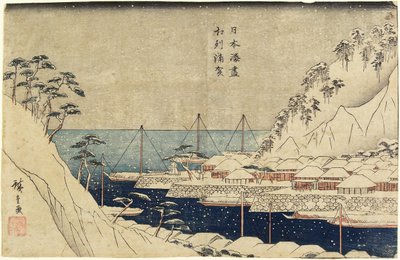 Pini allineati al porto di Uraga da Utagawa Hiroshige