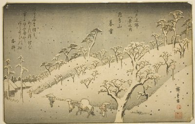 Neve Persistente ad Asukayama (Asukayama no bosetsu), dalla serie "Otto Vedute nei Dintorni di Edo (Edo kinko hakkei no uchi)" da Utagawa Hiroshige
