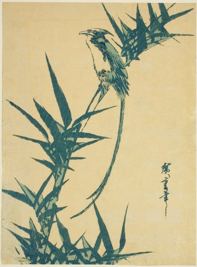 Uccello dalla lunga coda e bambù da Utagawa Hiroshige