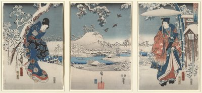 Amanti in un paesaggio invernale da Utagawa Hiroshige