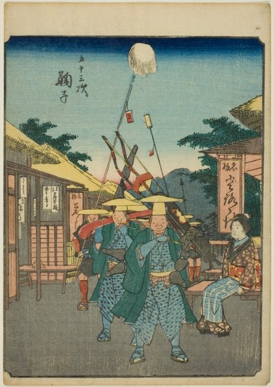 Mariko, dalla serie "Cinquantatré Stazioni [del Tokaido] (Gojusan tsugi)," anche conosciuta come il Tokaido delle Figure (Jinbutsu Tokaido) da Utagawa Hiroshige