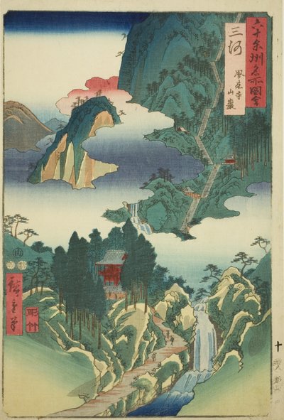 Provincia di Mikawa: Tempio Horai nelle Montagne, dalla serie "Luoghi Famosi nelle Sessanta e più Province" da Utagawa Hiroshige