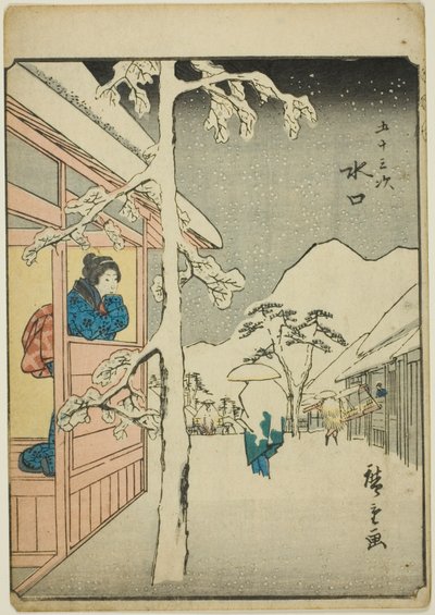 Minakuchi, dalla serie "Le cinquantatré stazioni del Tokaido" da Utagawa Hiroshige