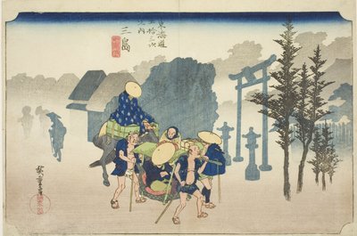 Mishima: Nebbia mattutina, dalla serie "Le cinquantatré stazioni della strada Tokaido" da Utagawa Hiroshige