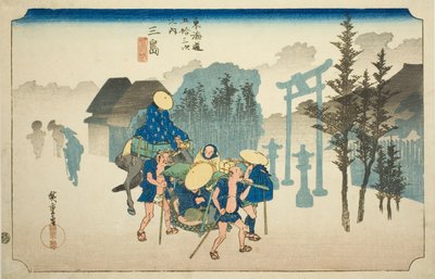Mishima: Nebbia Mattutina, dalla serie "Le Cinquantatré Stazioni della Strada Tokaido" da Utagawa Hiroshige