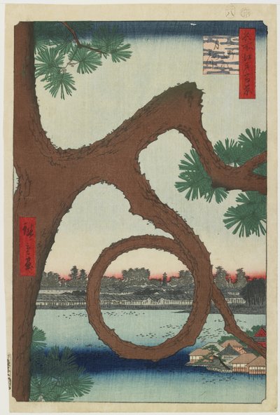 Pino della luna, recinto del tempio di Ueno, agosto 1857 da Utagawa Hiroshige