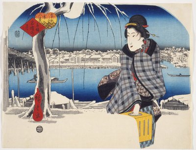 Luna dopo la Neve a Rygoku dalla serie Tre Vedute della Neve in Luoghi Famosi della Capitale Orientale, c.1840 da Utagawa Hiroshige