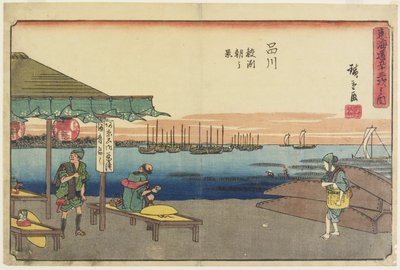 Scena mattutina a Samezu, Shinagawa, 1841-1842 da Utagawa Hiroshige