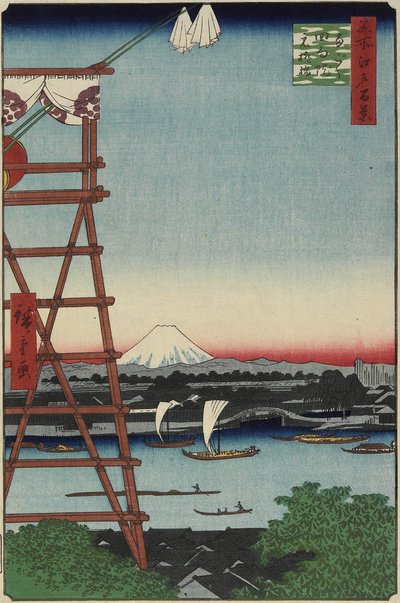 Ponte Motoyanagi e Tempio Eko_in a Ryo_goku, maggio 1857 da Utagawa Hiroshige