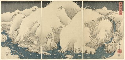 Montagne e fiumi sulla strada di Kiso, da una serie senza titolo di trittici da Utagawa Hiroshige